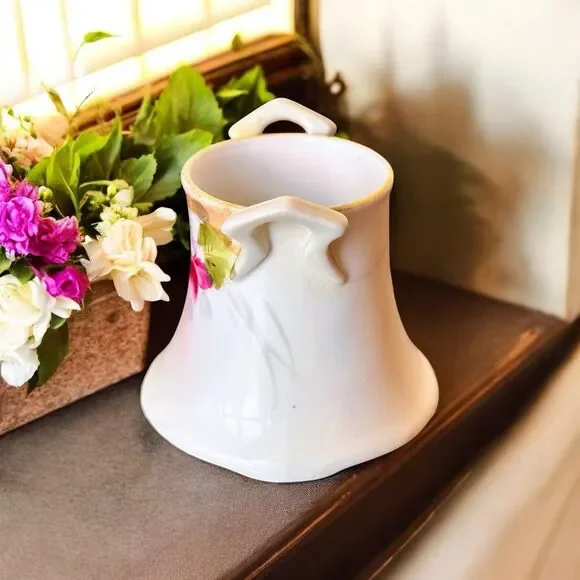 Antique Nippon Small Hand Painted Two Handled Mini Bud Vase Floral Fine China - Picture 4 of 6